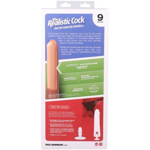 На фото фаллоимитатор Doc Johnson The Realistic Cock ULTRASKYN - 9 Inch Chocolate