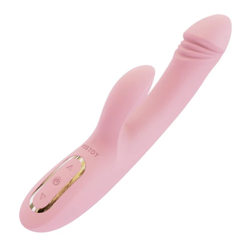 На фото розовый вибратор-кролик KisToy Katy – вибратор-зайчик с подогревом.