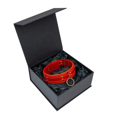 LOVECRAFT — Ошейник красный из натуральной кожи размер S