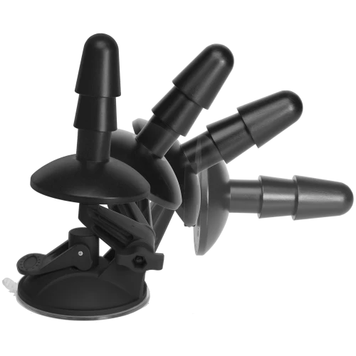 На фото изображено черное крепление для душа с присоской Doc Johnson Vac-U-Lock - Deluxe Suction Cup Plug унисекс на белом фоне.