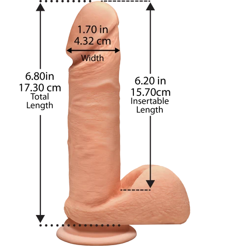 Doc Johnson The D - Perfect D - 7 Inch With Balls - Фаллоимитатор премиального материала ULTRASKYN