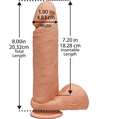 Doc Johnson The D - Perfect D - 8 Inch With Balls - Фаллоимитатор премиального материала ULTRASKYN