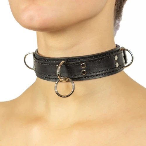 LOVECRAFT — Ошейник черный из натуральной кожи размер S