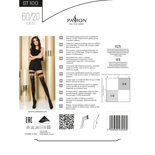 Passion ST100 3/4 grey - Женские чулки