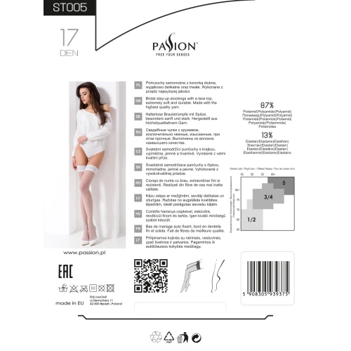 Passion ST005 3/4 bianco - Чулки недорогие