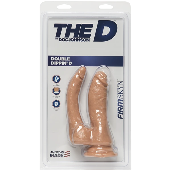 Doc Johnson The D - Double Dippin D FIRMSKYN - Двойной фаллоимитатор для вагинального и анального применения