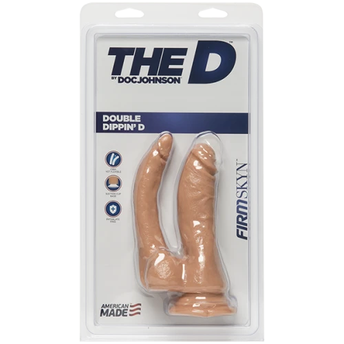 Doc Johnson The D - Double Dippin D FIRMSKYN - Двойной фаллоимитатор для вагинального и анального применения