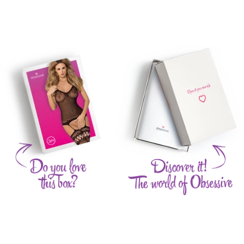 Obsessive Bodystocking F214 black S/M/L - Бодистокинг с открытым низом