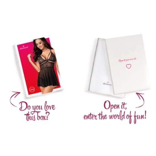 Чорний пеньюар з трусиками Obsessive (S/M) 