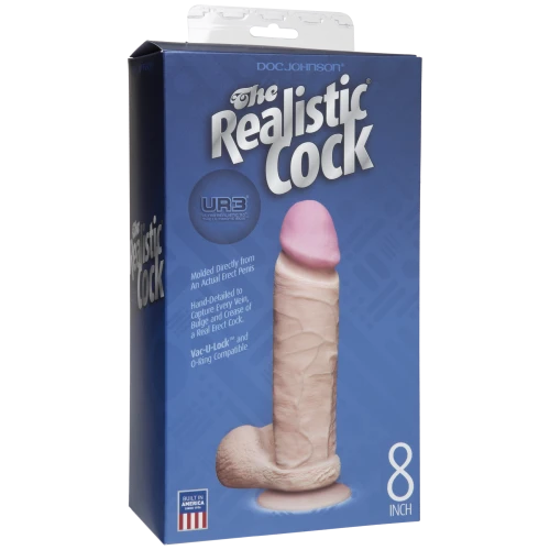 Фаллоимитатор Doc Johnson The Realistic Cock 8 inch White - ULTRASKYN, Vack-U-Lock (мятая упаковка)