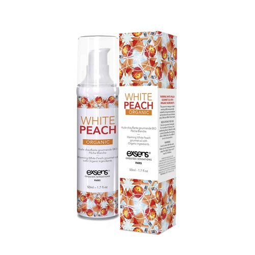 EXSENS Organic White Peach 50мл - съедобное массажное масло без сахара и парабенов