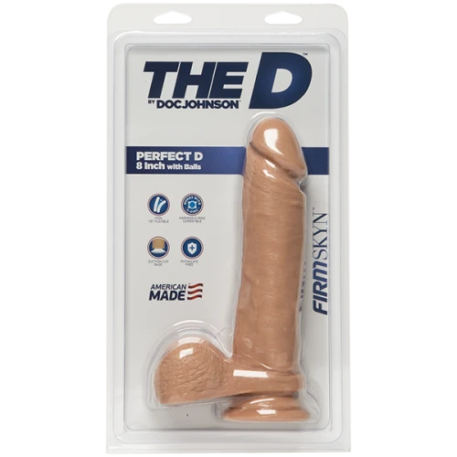 Doc Johnson The D - Perfect D - 8 Inch With Balls - Фаллоимитатор из гибкого и приятного материала PVC - FRIMSKYN