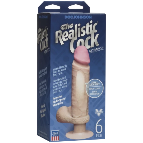 Doc Johnson The Realistic Cock 6 inch ULTRASKYN Vibrating - Реалистичный фаллоимитатор с вибрацией