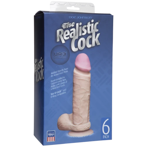 Фаллоимитатор Doc Johnson The Realistic Cock 6 inch White - ULTRASKYN, Vack-U-Lock (мятая упаковка!)