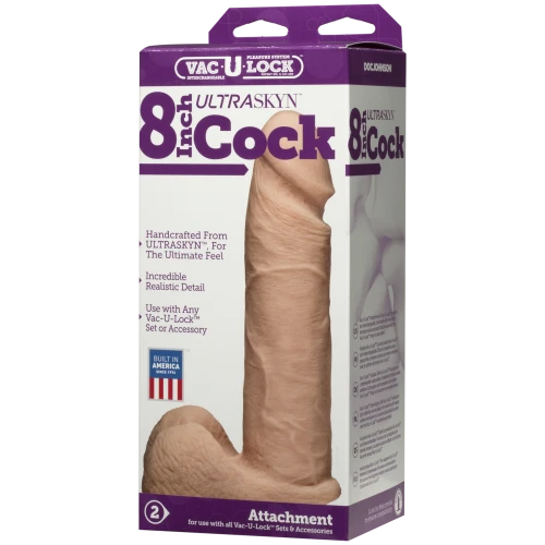 Doc Johnson Vac-U-Lock - 8 Inch ULTRASKYN Cock White - Мягкий фаллоимитатор выполнен как реалистичный член