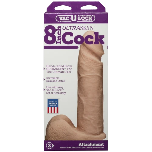 Doc Johnson Vac-U-Lock - 8 Inch ULTRASKYN Cock White - Мягкий фаллоимитатор выполнен как реалистичный член