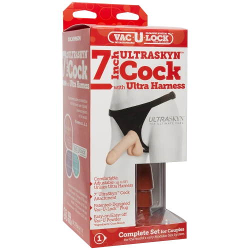 Трусики со страпоном Doc Johnson Vac-U-Lock 7 Inch ULTRASKYN Ultra Harness (мятая упаковка!!!)