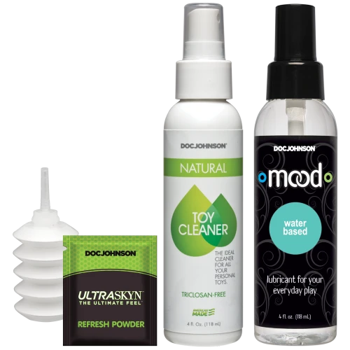 На фото зображено набір для страпону Doc Johnson Vac-U-Lock Crystal Jellies Set для пар на світлому фоні