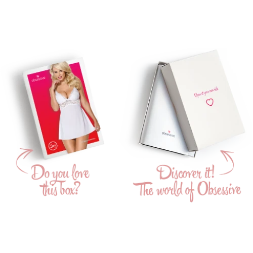 Obsessive 810-BAB-2 (S/M) - Еротичний пеньюар білого кольору