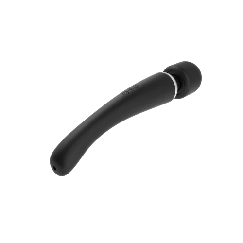 На фото изображен черный мощный вибратор микрофон Dorcel MEGAWAND Black для пар на белом фоне.