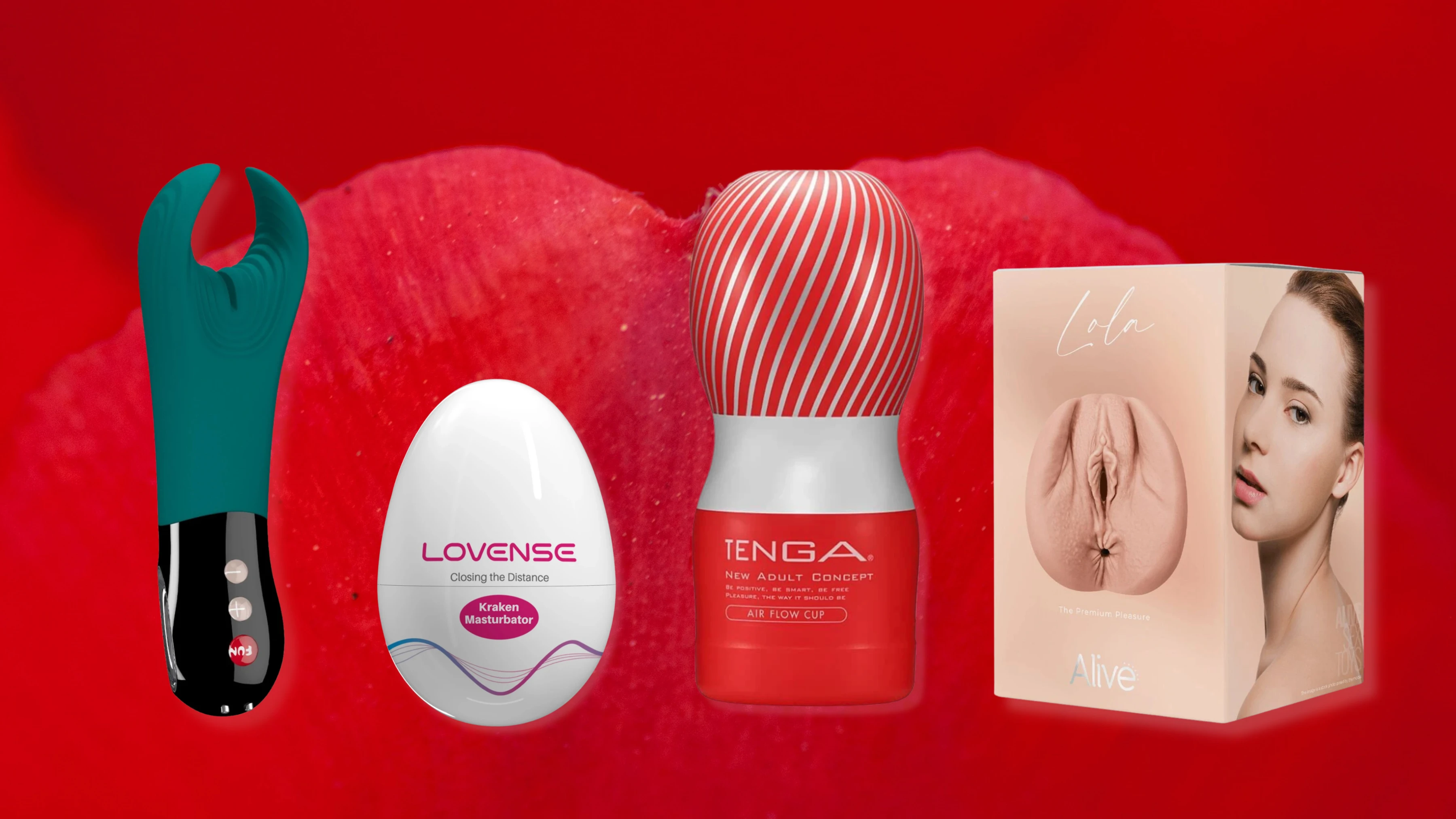 на червоному фоні популярні різновиди мастурбаторів чоловічих
