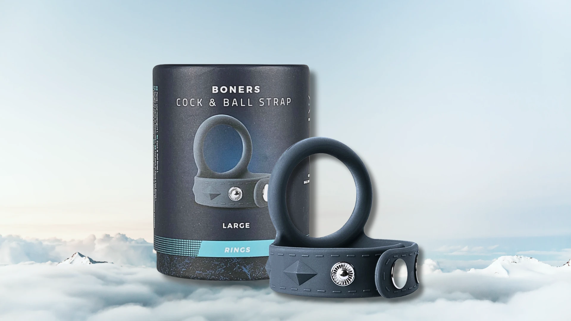 на фото зображене чоловіче ерекційне кільце бренда Boners великого розміру з коробкою