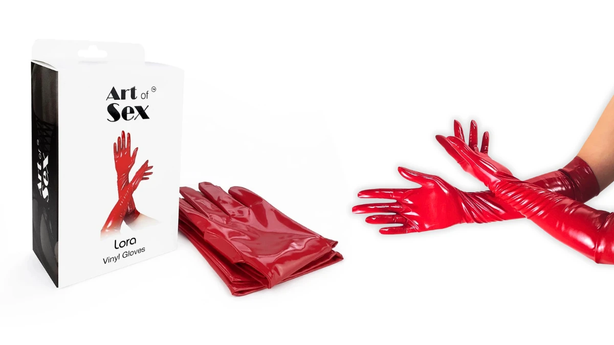 червоні лаковані мітенки бренда Art of sex