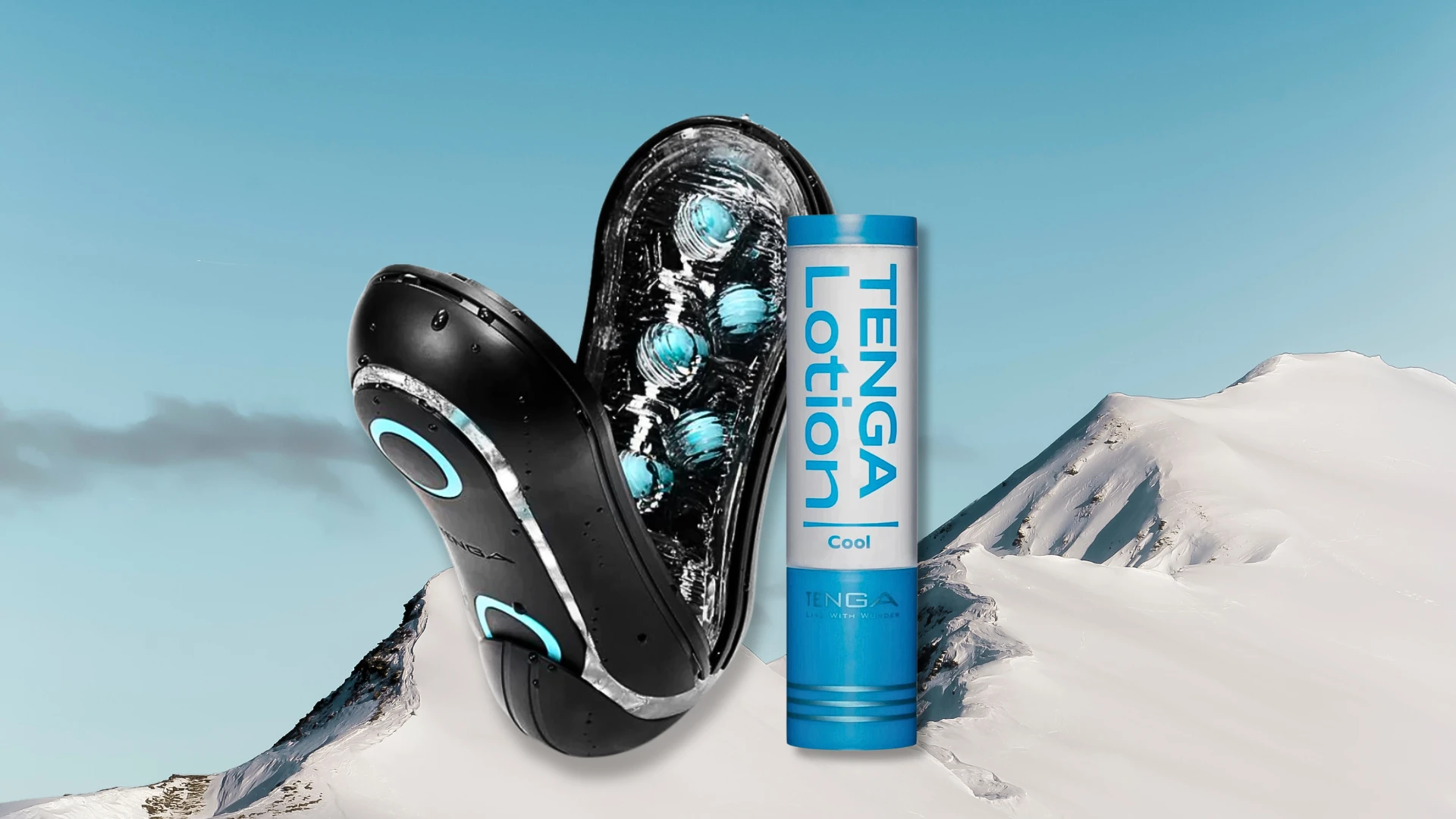 на фото изображен мастурбатор и лубрикант для мастурбатора Тенга