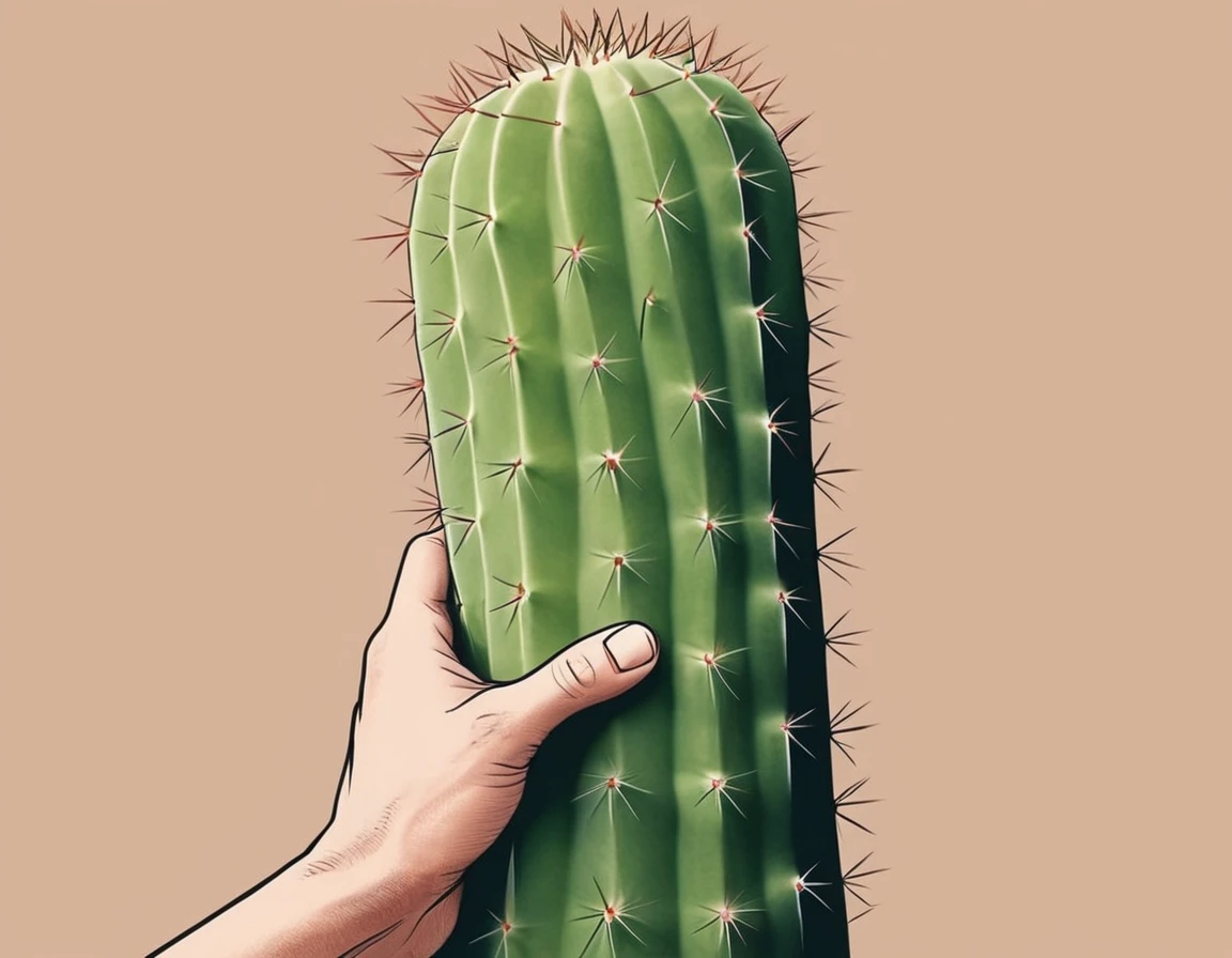 рука стискає кактус