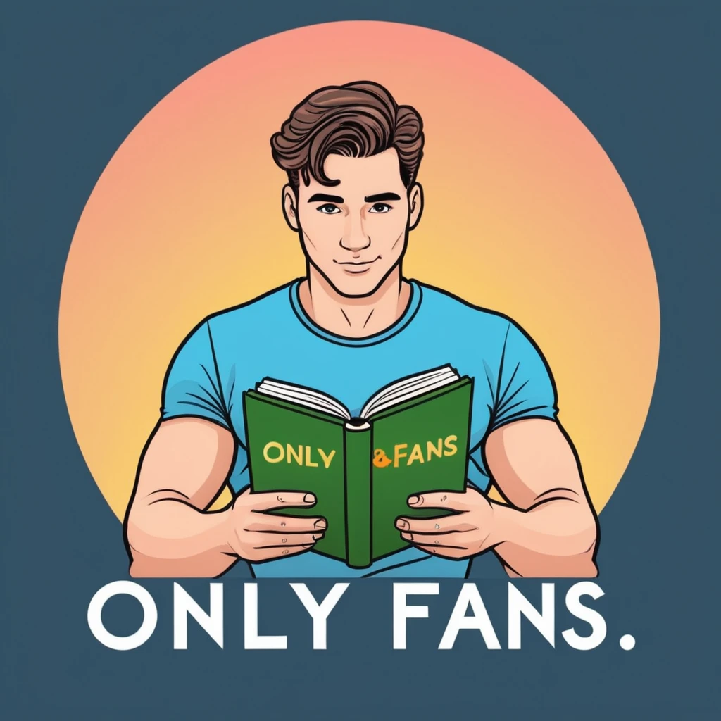 на малюнці зображено чоловіка який читає книгу про OnlyFans 
