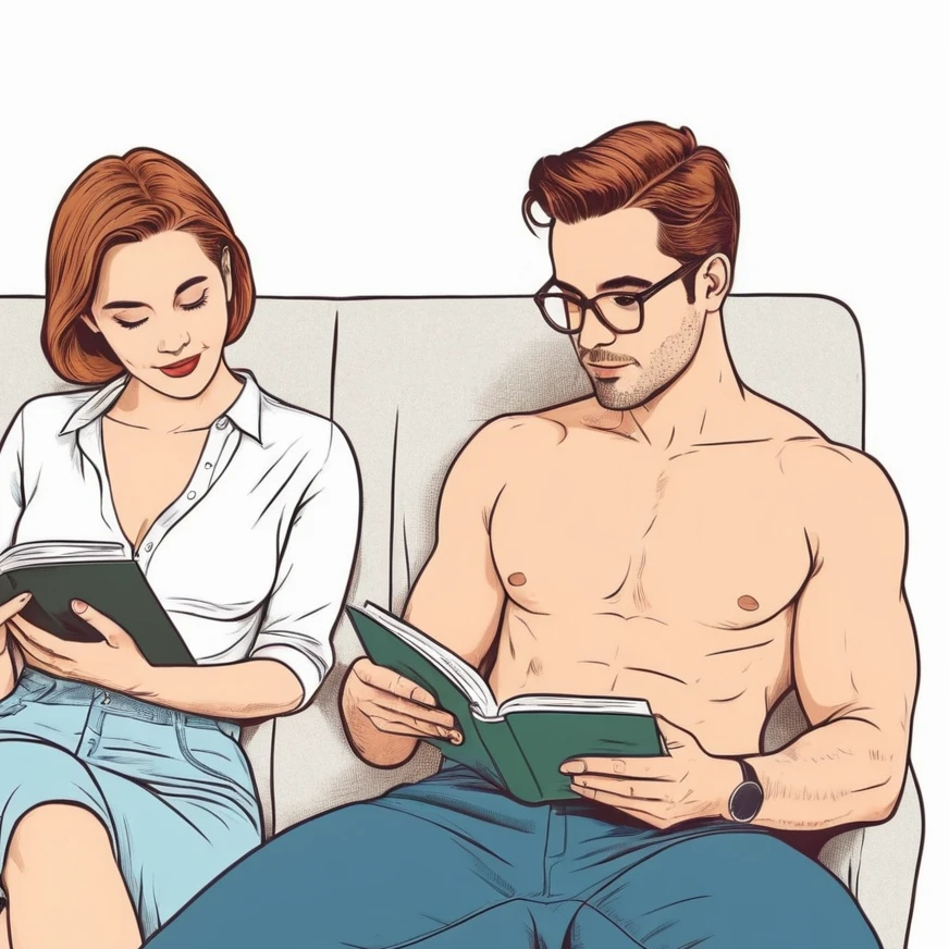 чоловік і жінка читають книги