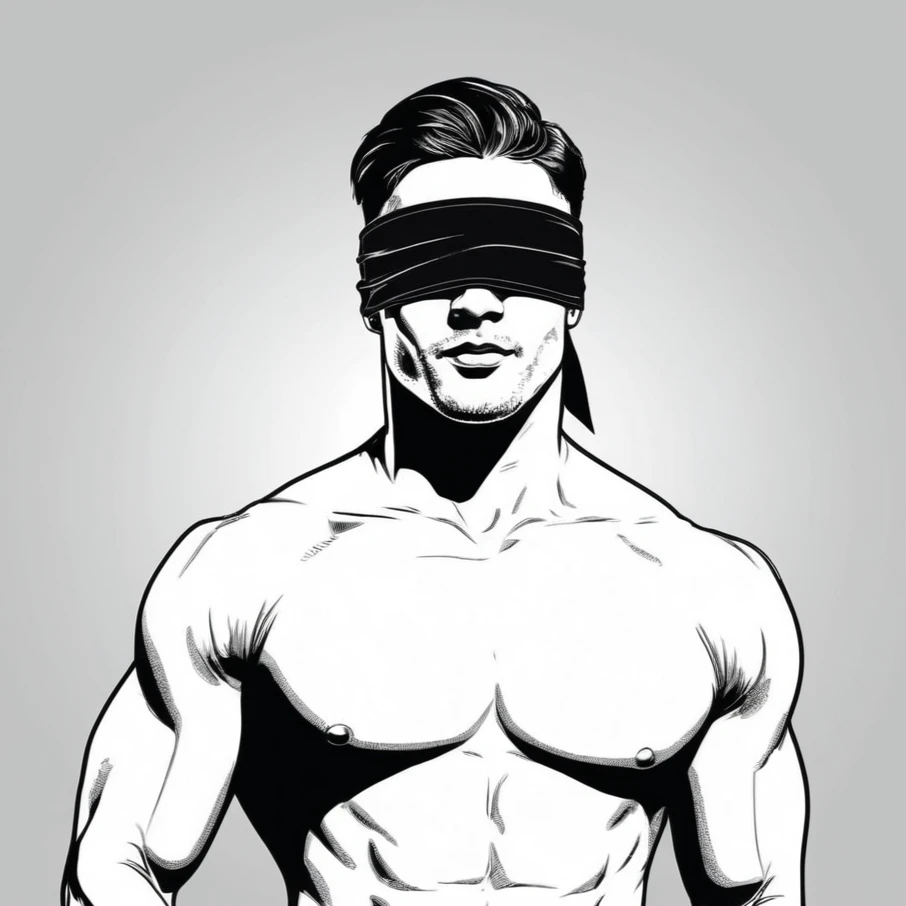 сексуальний чоловік із зав'язаними очима