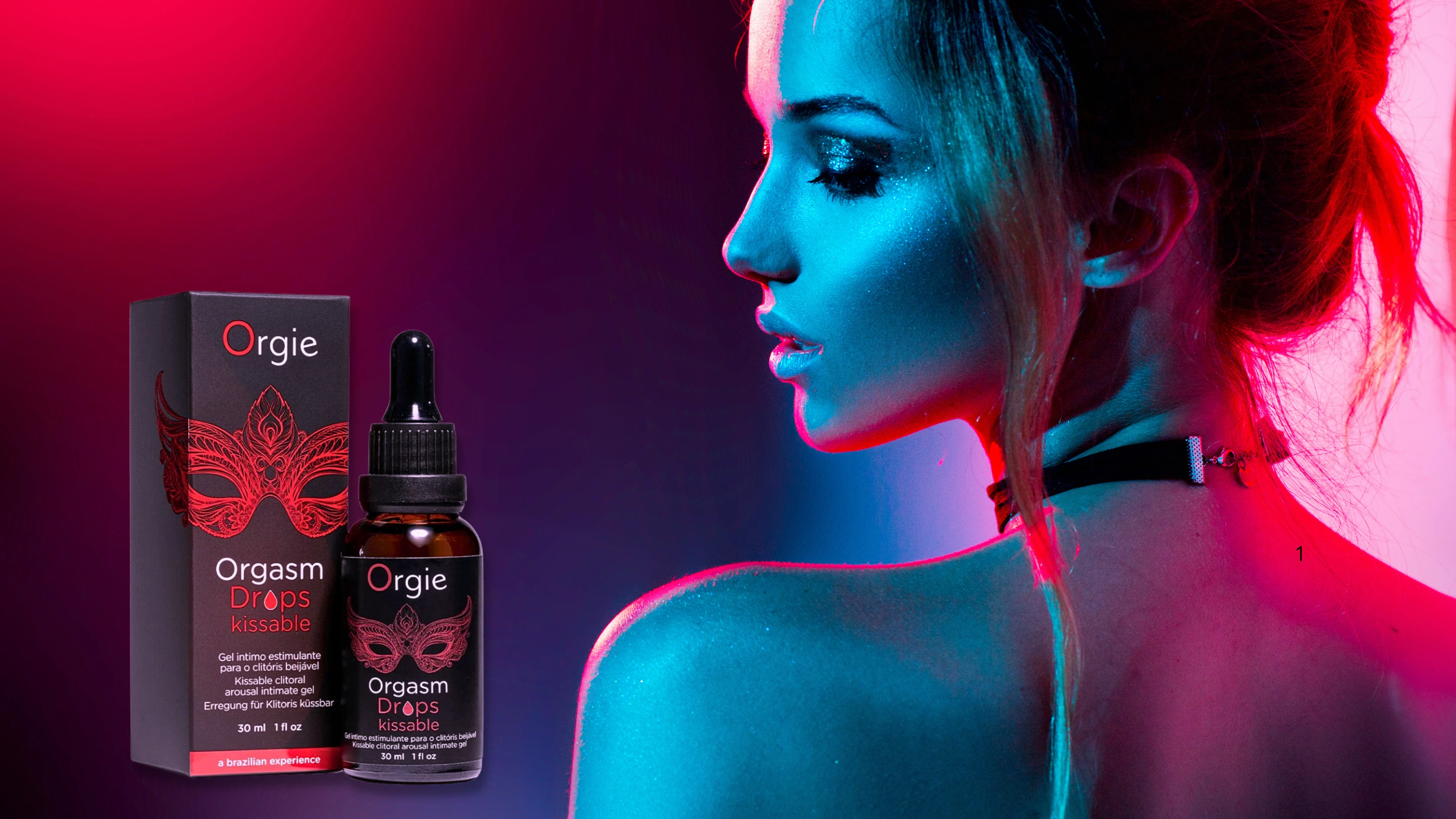 на фото изображены возбуждающие капли для клитора Orgie Orgasm Drops Kissable