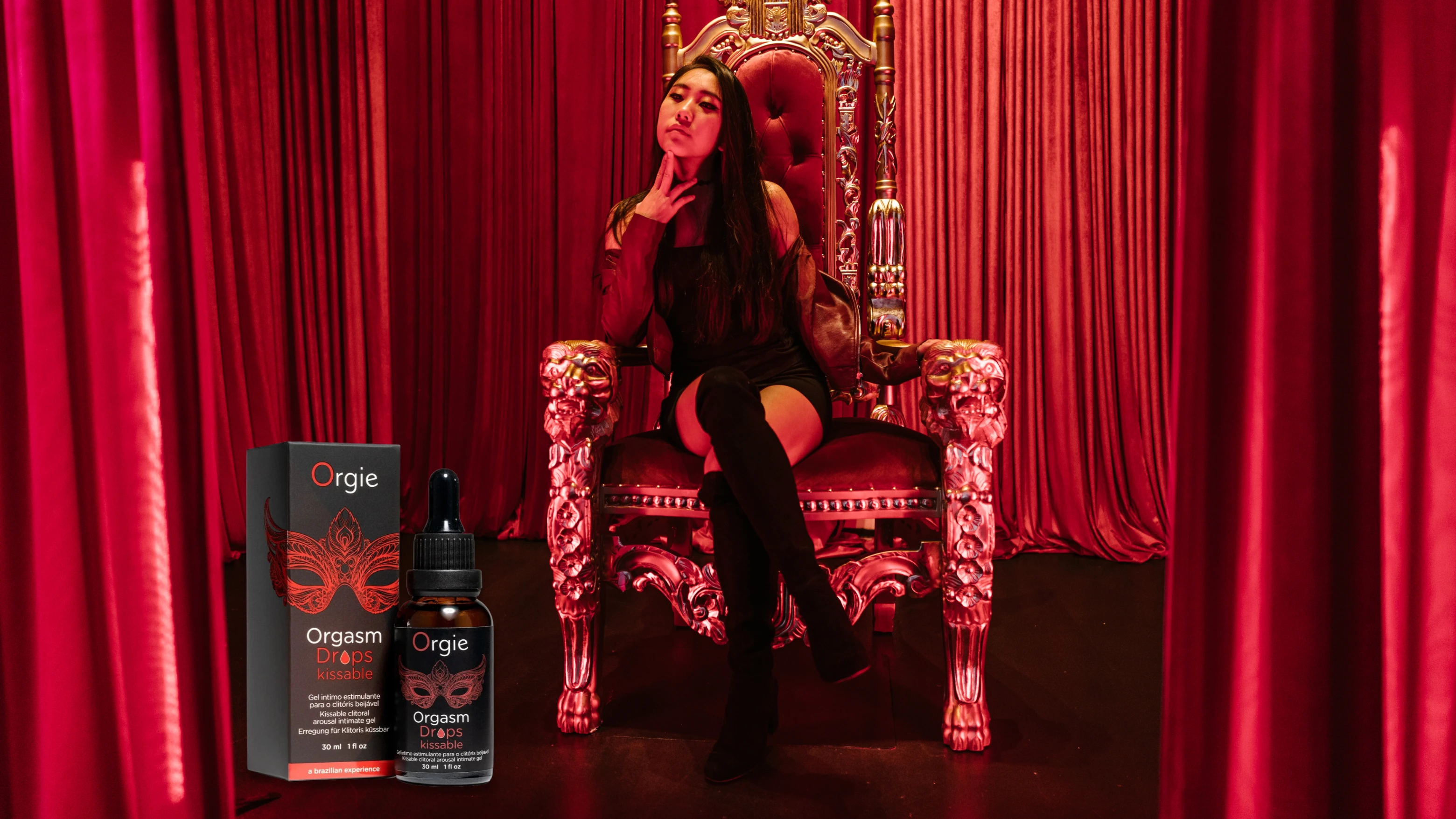 на фото зображені Збуджувальні краплі для клітора Orgie Orgasm Drops Kissable 